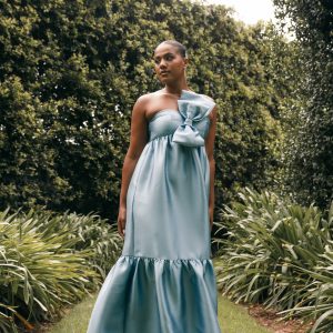 Betina Bow Front Maxi Dress - Blue