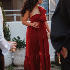 Betina Bow Front Maxi Dress - Red Velvet