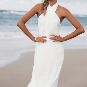 Betsy Halterneck Maxi Dress - White