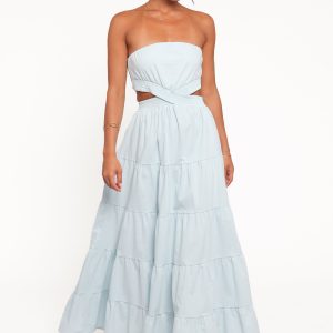 Cadence Strapless Maxi Dress - Blue