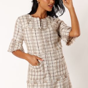 Calloway Mini Dress - Cream Tweed