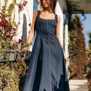 Callum Midi Dress - Dark Denim