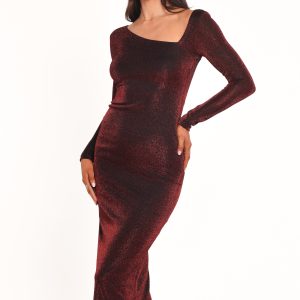 Charles Midi Dress - Burgundy