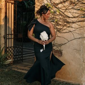 Charmed One Shoulder Midi Dress - Black
