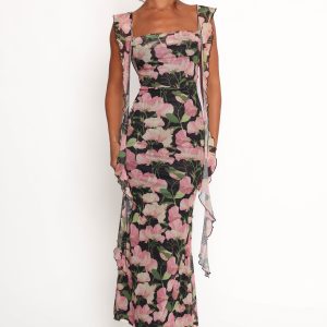 Chiara Maxi Dress - Black Floral