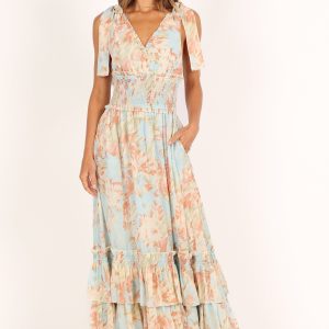 Christabel Tiered Maxi Dress - Blue Floral
