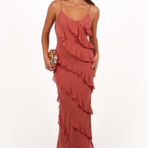 Ciao Ruffles Maxi Dress - Rosewood
