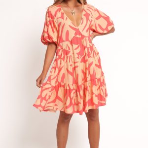 Corinna Mini Dress - Coral Print
