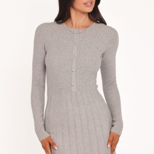 Darlina Long Sleeve Mini Dress - Heather Grey