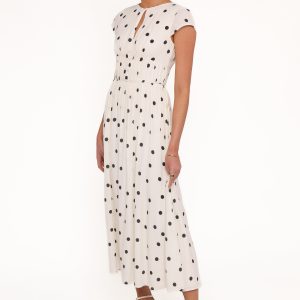 Darline Midi Dress - White Polka Dot