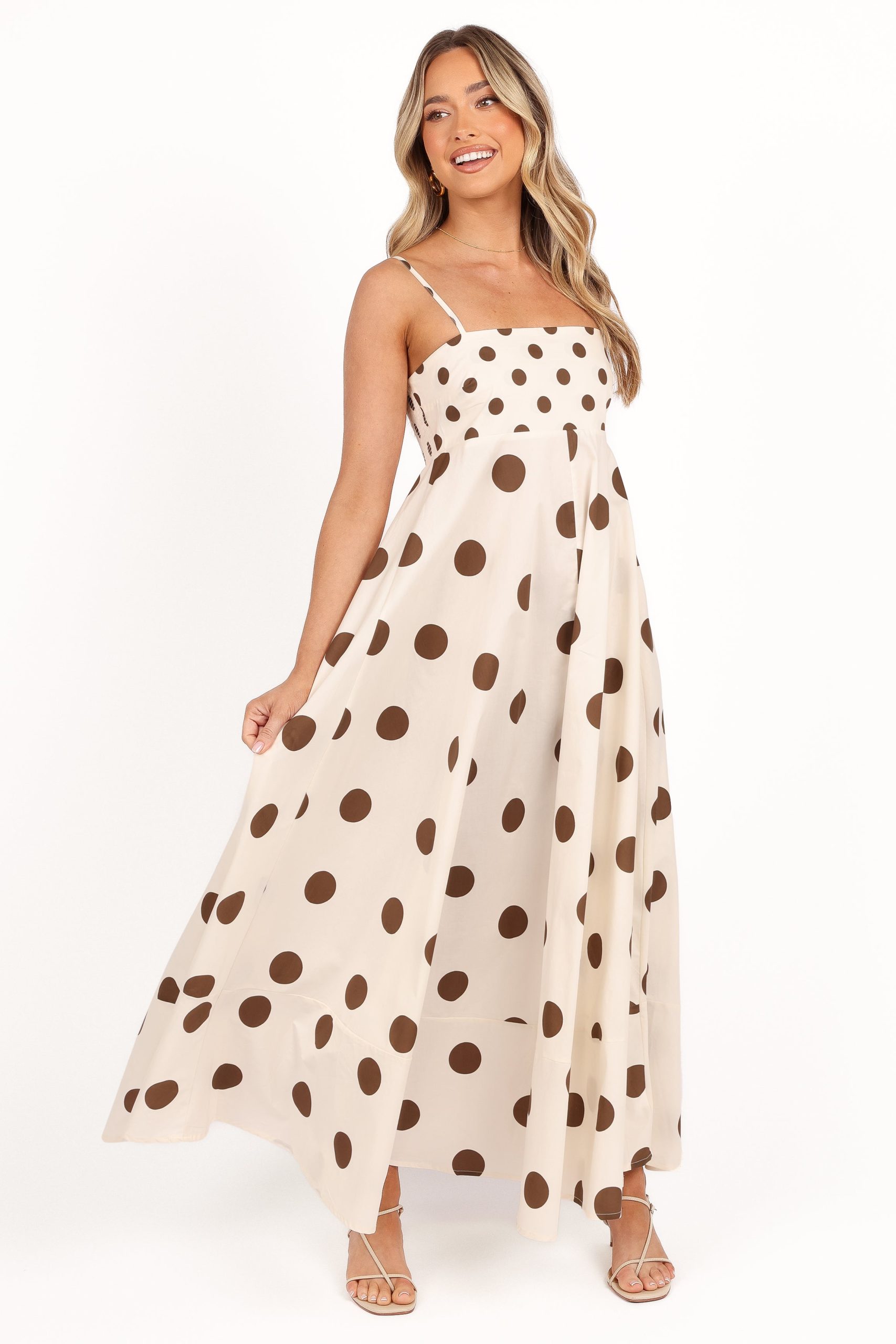 Deenie Maxi Dress - Chocolate Brown Spot - Image 3