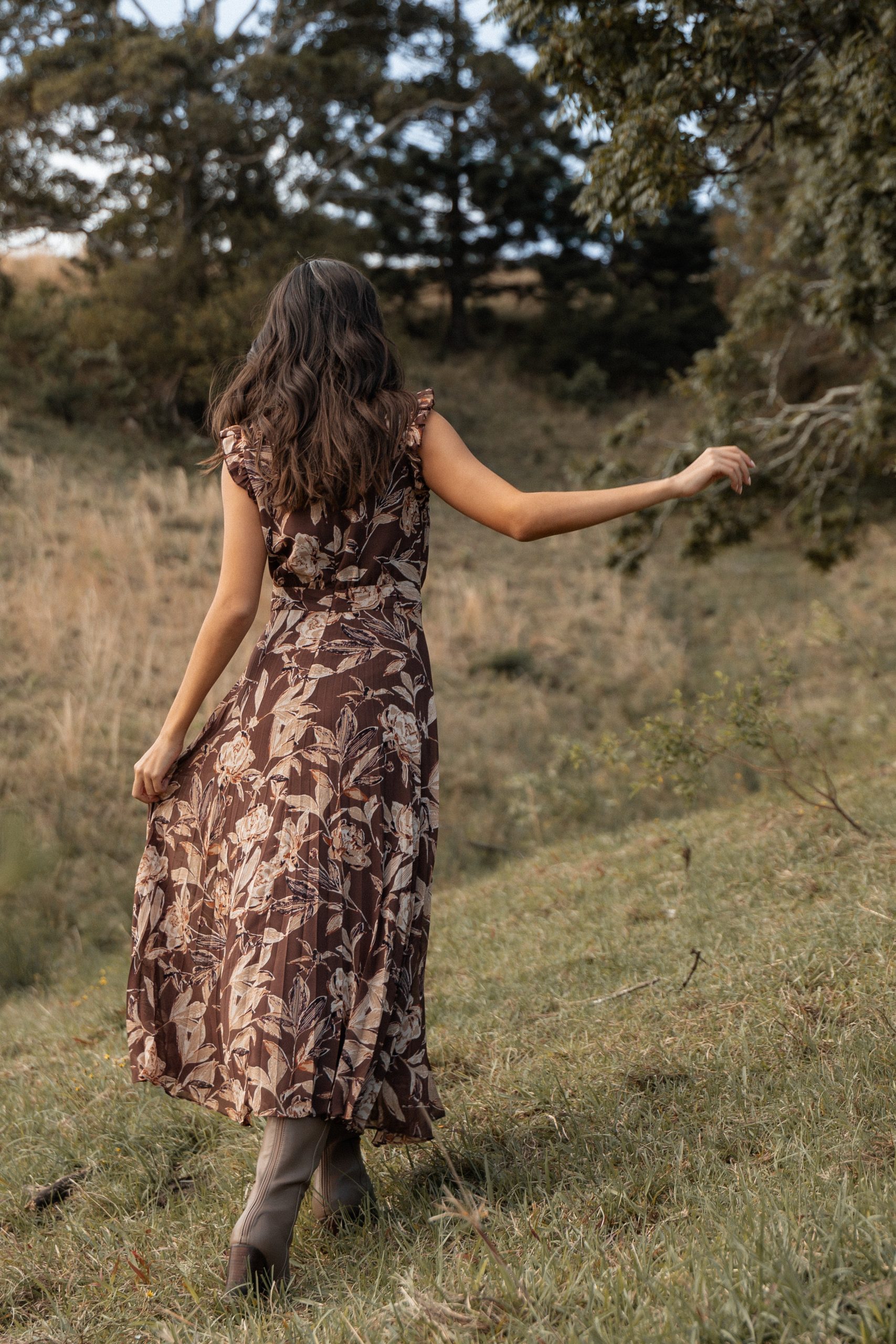 Delphine Maxi Dress - Brown Floral - Image 2