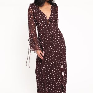 Delta Maxi Dress - Plum Polka Dot