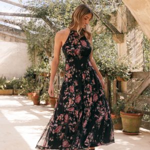 Eden Maxi Dress - Black Floral