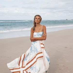 Elanor Maxi Dress - Pale Blue Print