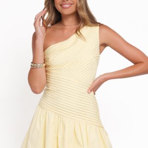 Elaria Off Shoulder Mini Dress - Butter Yellow