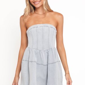 Ellen Strapless Mini Dress - Light Denim