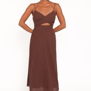 Elvina Midi Dress - Brown