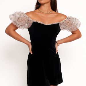Ennette Velvet Mini Dress - Black