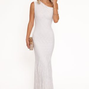 Evelon Off Shoulder Maxi Dress - White
