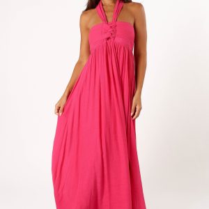 Everdeen Halterneck Maxi Dress - Fuchsia