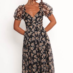 Farryn Maxi Dress - Black Beige Floral