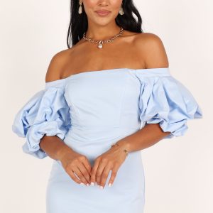 Fern Puff Sleeve Mini Dress - Icy Blue