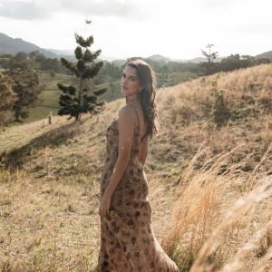 Fia Midi Dress - Tan Floral