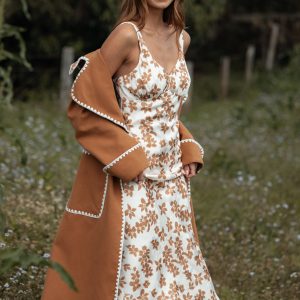 Franny Midi Dress - Cream Brown Floral
