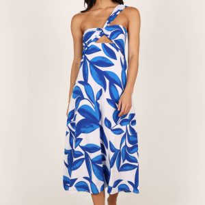 Freddie Midi Dress - White/Blue