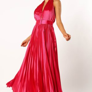 Greta Halterneck Maxi Dress - Magenta