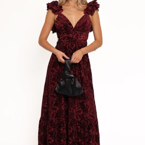 Harmony Maxi Dress - Burgundy Metallic Floral