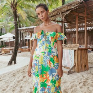 Harriet Off Shoulder Maxi Dress - Malta Print