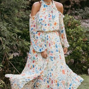 Hilary Pleated Maxi Dress - Garden Floral