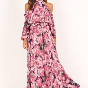 Hilary Pleated Maxi Dress - Pink Floral