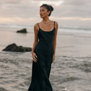 Jamie Maxi Slip Dress - Black