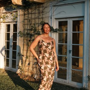 Jamie Maxi Slip Dress - Olive Floral