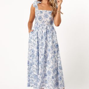 Janie Midi Dress - Blue Floral