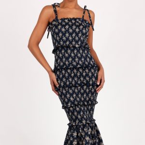 Jazy Midi Dress - Navy Floral