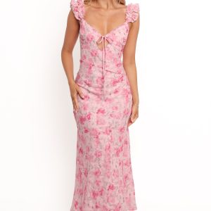 Jean Maxi Dress - Pink Floral
