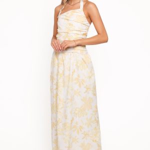 Jemma Halter Maxi Dress - Yellow Floral