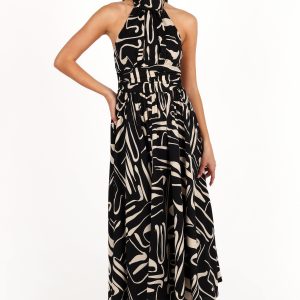 Jennifer Halterneck Maxi Dress - Black/White