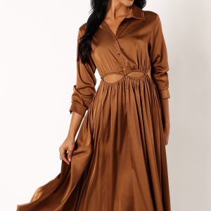Jett Long Sleeve Midi Dress - Bronze