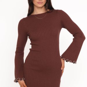 Jovan Long Sleeve Mini Dress - Mocha/Beige