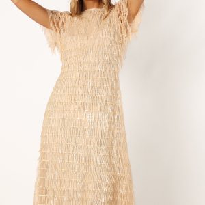 Kala Textured Maxi Dress - Beige
