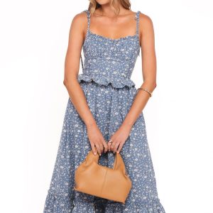 Karie Midi Dress - Blue Floral