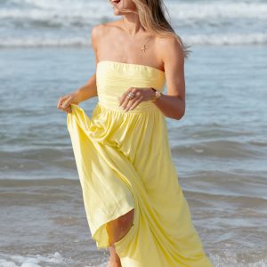 Kayt Strapless Dress - Butter Yellow