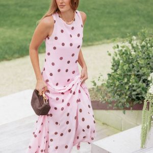 Keani Maxi Dress - Pink Polka Dot