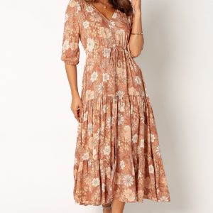 Kelda Dress - Tan Floral