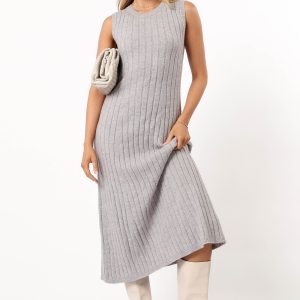 Kellie Knit Midi Dress - Grey